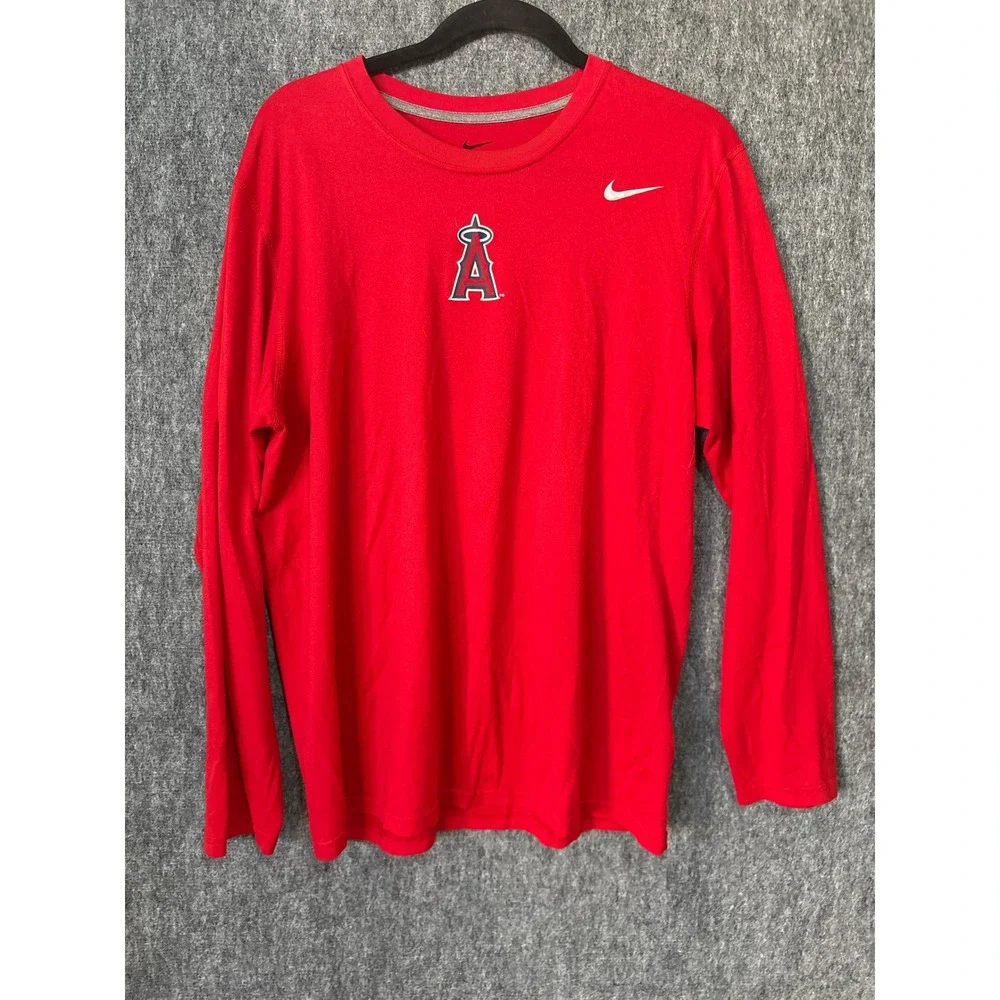 Nike Los Angeles‎ Angels Dri-FIT Long Sleeve Shirt Mens Large Red MLB Baseball